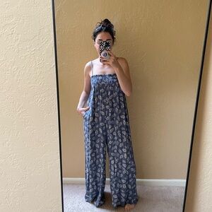 Blue Patterned Women's Jumpsuit